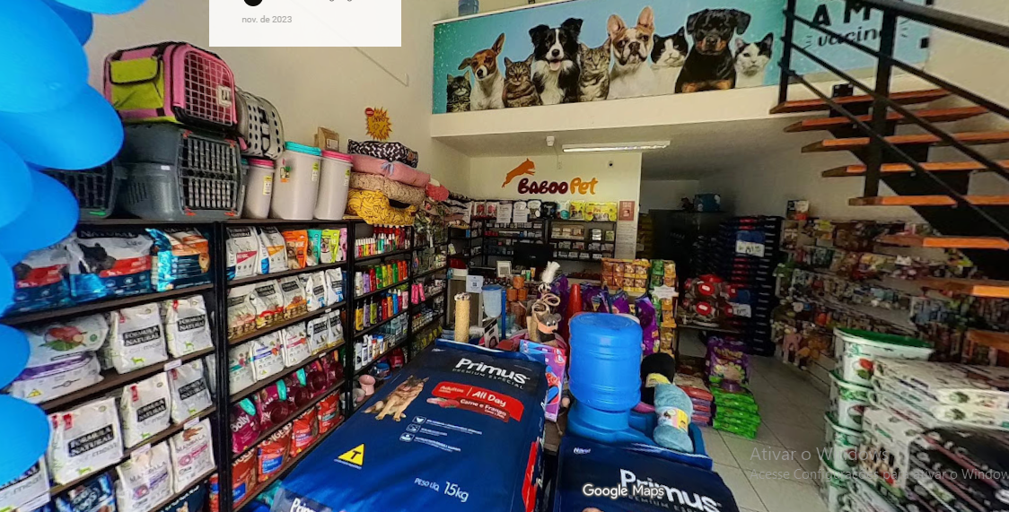 Interior da loja Baboo Pet, em Itajaí